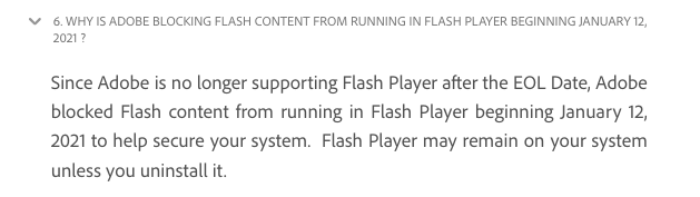 Adobe Flash Player killswitch note