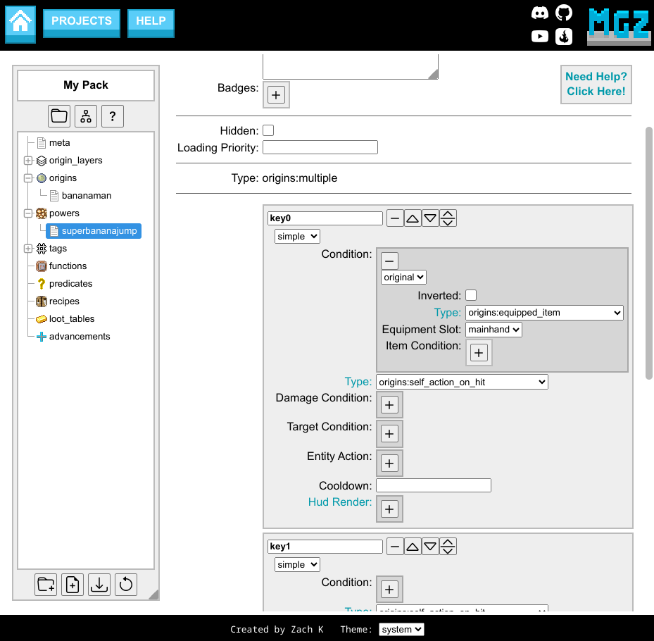 Picture of using the Origin Creator to edit a file